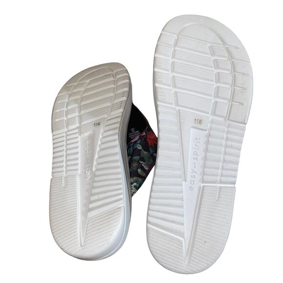 Easy Spirit Rift Black Floral Thong Slip on Platform sandal comfort 11W wide - Picture 7 of 13